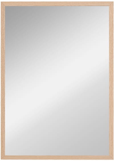 Wandspiegel 50 x 70 x 2 cm, houtkleur MDF, kap- en kledingspiegel, decoratiespiegel, badkamer spiegel, rechthoekige spiegel, geschikt voor slaapkamer, badkamer en woonkamer.