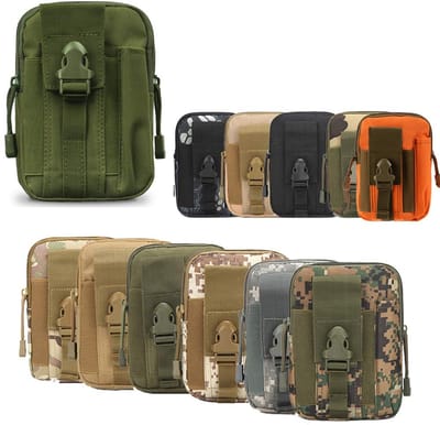 tactische heuptassen, nylon, militair, compact, MOLLE EDC mobiele telefoon, gordeltas, buidel, voor gadget-dienstprogramma‘s, camping, wandelen, reizen, legergroen