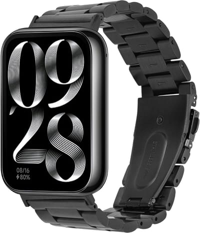 kwmobile Vervangend horlogebandje geschikt voor Xiaomi Smart Band 8 Pro / Band 9 Pro / Redmi Watch 5 / Redmi Watch 4 - 14 - 22 cm RVS horloge bandje - zwart
