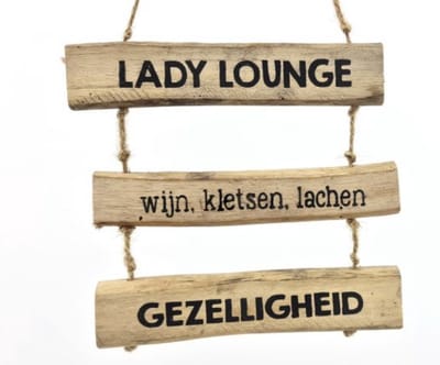 Tekstbord 3 plankjes 16x15cm lady lounge natural