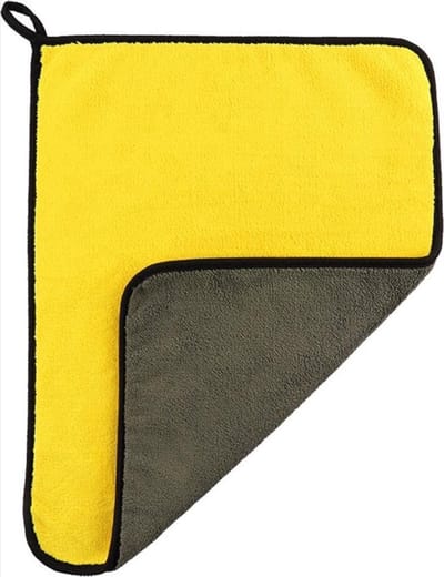Microvezel auto poetsdoek - Microvezel Autodoek - Autopoetsdoek - 2 stuks - Schoonmaakdoek voor Auto - Microvezel doek - Droogdoek - 30/40 cm - Grijs/Geel - CHPN