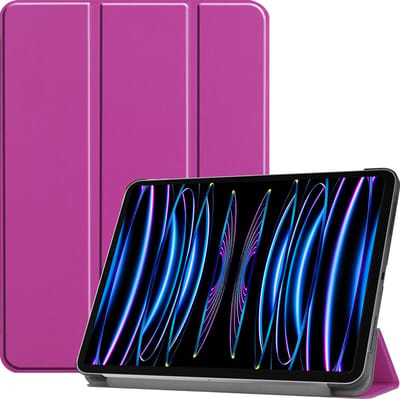 Hoes - Geschikt voor Apple iPad Pro (2022) - 11 inch - 4e generatie - Dun & Stevig - Trifold Bookcase - Hard Cover - Hardcover Book Case - Tablet Hoesje - Paars