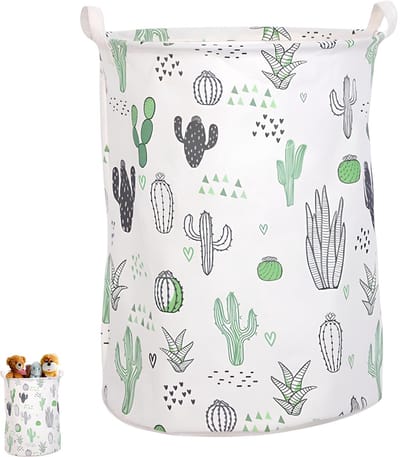 Dailygoods- Wasmand met deksel - Opvouwbare speelgoedmand - Waterdichte opbergmand - Kindermand met handgrepen - Cactuspatroon - Duurzaam en decoratief