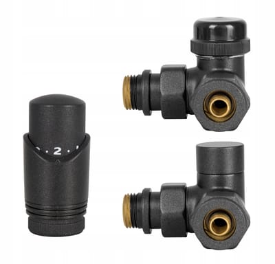 Thermostatische Radiatorafsluiter Set Antraciet Rechts 1/2"