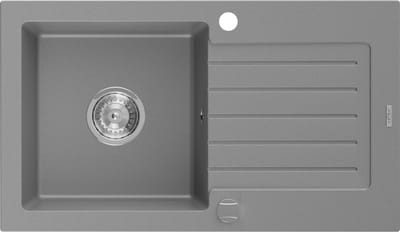 Mexen Pablo granieten spoelbak 1-koer met afdruiprek 752 x 436 , grijs, sifon chroom - 6510751010-71
