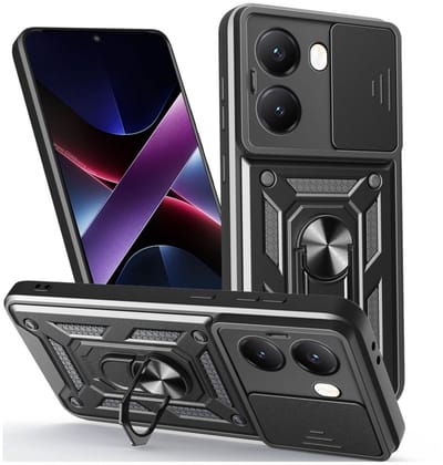 Coverup Hoesje - Geschikt voor Xiaomi Poco X7 Pro Hoesje - Coverup Armor Ring Kickstand Back Cover met Camera Shield - Zwart