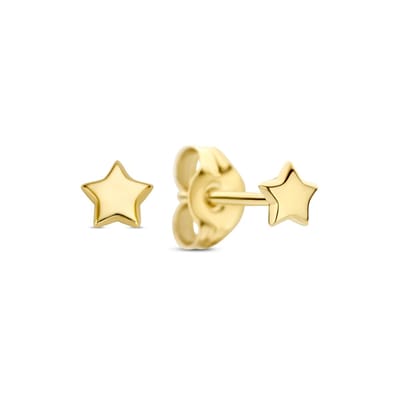 New Bling 9NBG-1053 – Gouden Oorbellen Dames – Oorknopjes Ster – 14K Goud – 3 mm – Cadeau voor Vrouwen