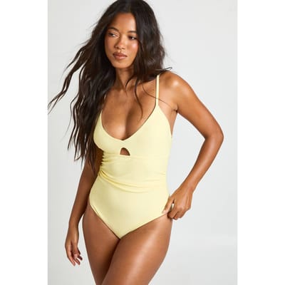 boohoo Dames Control Duikende Sleutelgat Badpak | Citroen | Maat: 42