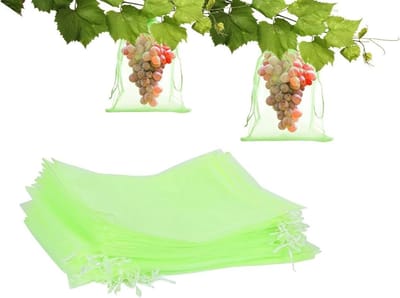 Pack van 100 Druivenbeschermzakken, Organza Tassen met Trekkoord, Fruitnetzakken voor Optimale Bescherming van Fruit