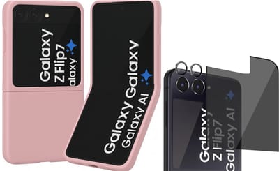 Hoesje geschikt voor Samsung Galaxy Z Flip 7 - Privacy Screenprotector Volledig Dekkend Glas & Camera Protector - Mat Back Case Roze