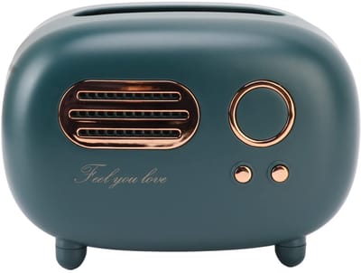 Dailygoods- Tissuebox Retro Radio Vorm - Vintage Tissuebox - Decoratieve Tissuebox - Kunststof Tissuebox - Tissuebox voor Badkamer/Woonkamer - Duurzaam en Comfortabel - Zakdoekdoos