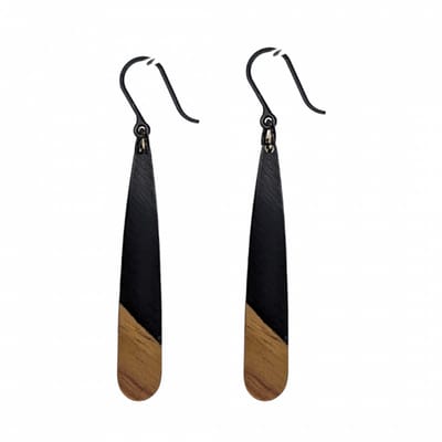 100% Allergievrije Lange Oorbellen - Dilara Hout-Zwart Bruin-Charme Bijoux