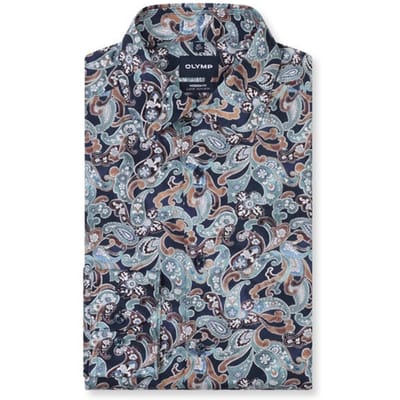 OLYMP Luxor Overhemd, Modern Fit, New Kent, Marineblauw