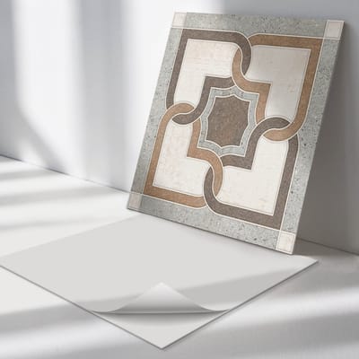 Wallfluent Vinyl Tegels - Geometrisch tegelpatroon Zelfklevende PVC Tegels - 30 cm x 30 cm - Bruin Vinyl Tegels - Verpakking van 9 stuks - Vierkant PVC Tegels - Texturen Plaktegels - Vinyl Vloer Tegels - Plaktegels Keuken en Badkamer