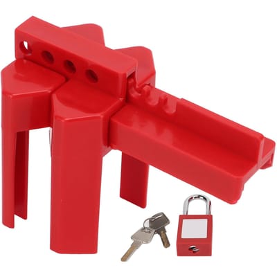 Verstelbare Kogelkraanvergrendeling Rood met 38mm Hangslot voor DN8‑DN50 Industrie Chemicaliën Elektriciteit red
