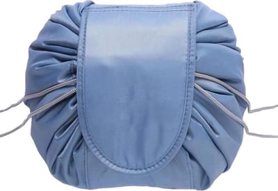 Fako Fashion - Magic Travel Pouch - Cosmetic Opberg Tas - Make-up Opbergsysteem - Make-up Toilettas - Reistas - Make Up Cosmetica Accessoires Organiser - Handige Toilettas - Grijs/Blauw