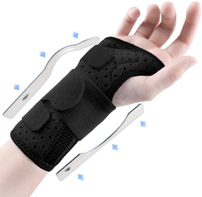 longziming -Polsbrace rechterhand – Polsstabilisator – Carpale Tunnel Polsband – met Dubbele Aluminium Stabilisatoren – Verstelbaar & Ademend – Dag en Nacht Ondersteuning – voor Fitness en beweging – Maat M