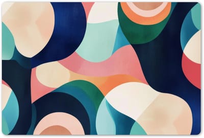 Placemats 45x30 cm - Placemat kunststof - 1 stuk - Abstract - Blauw - Roze - Borden onderleggers - Decoratie voor op tafel - Keuken tafeldecoratie accessoires - Vinyl onderlegger - Tafelversiering