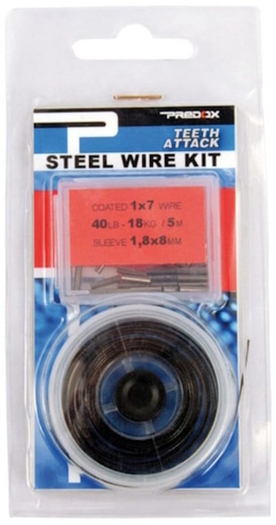 Predox Steel Wire Kit 30 lb / 13 kg - 5 meter 1x7 gecoat staaldraad met sleeves voor roofvissen