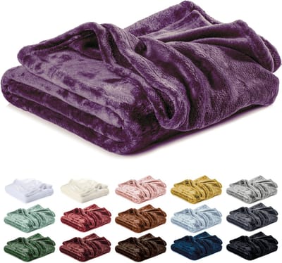 Lavea® Fleece Deken 130x150 cm – 1-persoons, Zacht – Warme Woondeken van Pluizige Microvezel voor Bank en Bed, Ademend en Wasbaar – Paars
