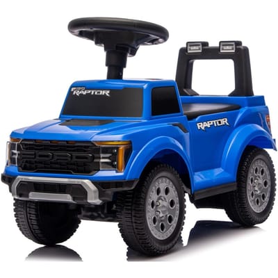 sun baby Loopauto voor kinderen vanaf 12 maanden – Ford Raptor – grote terreinwielen, LED-verlichting, zitje met rugleuning en opbergruimte, tot 25 kg, blauw