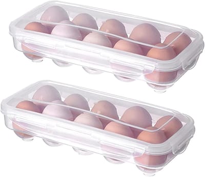 Transportdoos voor 10 Eieren, Plastic Opbergdoos met Deksel voor Koelkast en Keuken, Transparant en Duurzaam