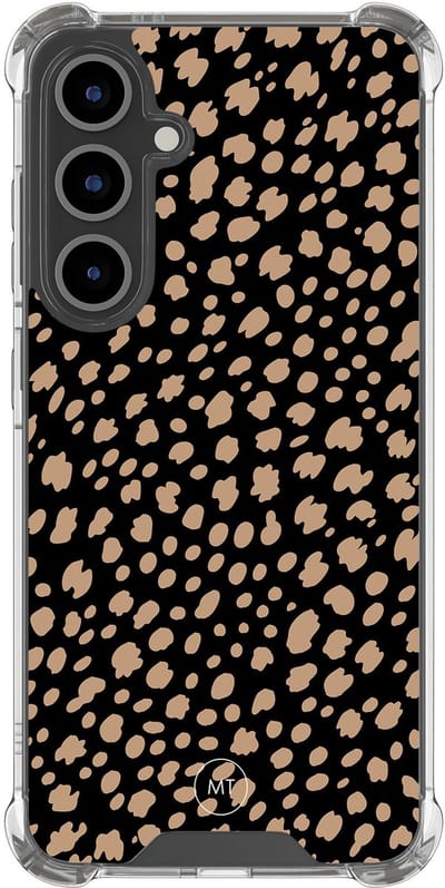 Hoesje (shockproof) geschikt voor Samsung Galaxy S24 FE - Savannah spots - Extra sterke case - TPU/polycarbonaat - Gestipt - Zwart, Bruin, Transparant