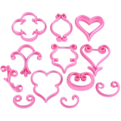 1Set 12Stuks Bloem Roos Sugarcraft Taart Koekjes Gebak Fondant Chocolade Snijvorm Decoratie pink