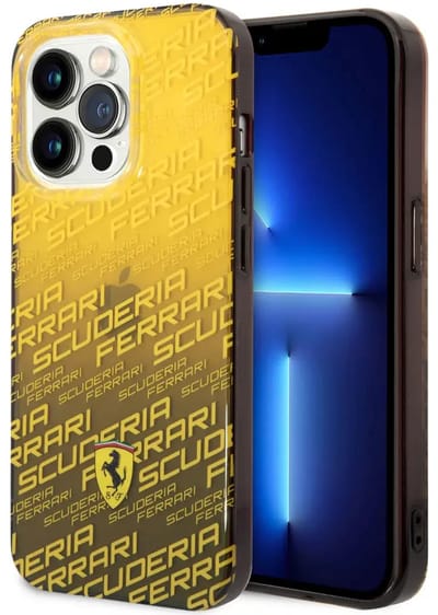 Ferrari Back Cover - Geel - Geschikt voor iPhone 14 & 13 - Harde Hoes - Schokabsorberende Randen