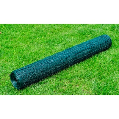 vidaXL - Kippengaas - 25x1 - m - met - PVC-coating - groen