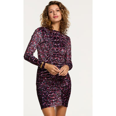 Shiwi Ladies Mendoza Velvet Dress Ditsy Flower Wine Purple Daisy Size: XS | Mini Dresses Outlet | Dames | Paars