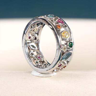 POMOiii Modieuze Gekleurde CZ Vrouwen Ringen Metaal Zilver Kleur Dagelijkse Slijtage Vinger Ringen Partij Sieraden Grappig Verjaardagsmeisje Cadeau 10 gray