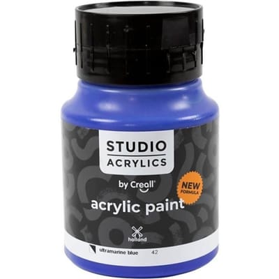 Acrylverf – Blauwe Verf – Acrylaatverf – Acrylic paint – Hobbyverf – Knutselen en Verven – Sneldrogend – Ultramarine Blue (#42) – Blauw – Semi Dekkend – Creall Studio – 500 ml