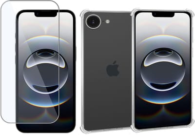 ChiGuard Hoesje & Screenprotector geschikt voor iPhone 16e – Gehard Glas Cover + Shock Proof Case - Transparant