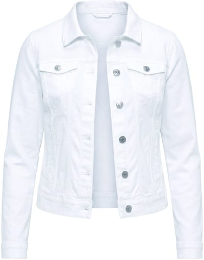Angel of Style - Dames - Spijkerjasje glittersteentjes luipaard lange mouwen - Wit denim - Maat 48