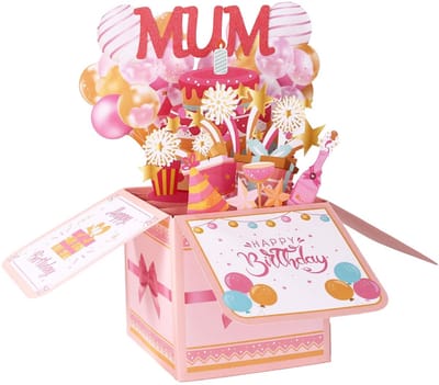 Dailygoods- Verjaardagskaart Grappige 3D Pop-Up - Wenskaart met Envelop - Kleurrijk Papier - Cadeau voor Moeder - Afmeting 26x26x20,4cm - Compleet met Wenskaart