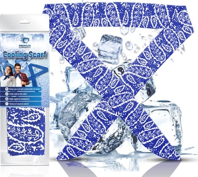 Premium Commerce® - Koelsjaal - Sjaal Dames & Heren - Zomer - Verkoelend - Sport - Blauw/wit - 2 stuks - Directe verkoeling!