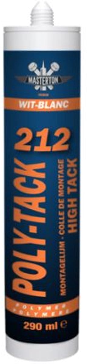 Masterton Montagelijm Poly‑Tack 212 Wit — 290 ml - Masterton Poly‑Tack 212, montagelijm wit 290 ml, elastische montagelijm SMX, lijm voor vochtige ondergronden