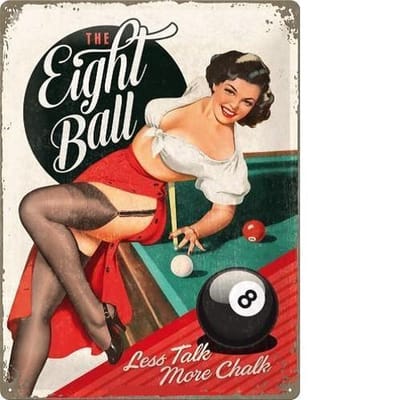 The Eight Ball Metalen wandbord in reliëf 30 x 40 cm