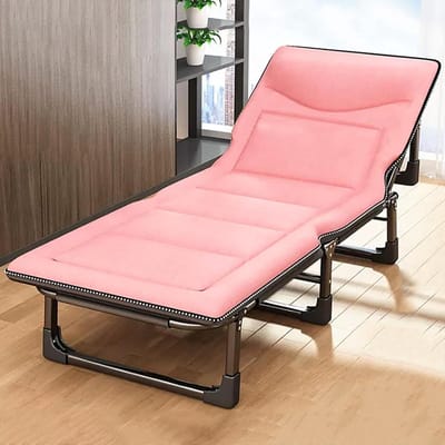 Opvouwbaar Bed - Ligstoel Kampeerbed - Ontspannen Buiten - 4-Positie Verstelbaar - 190x68 cm - Roze