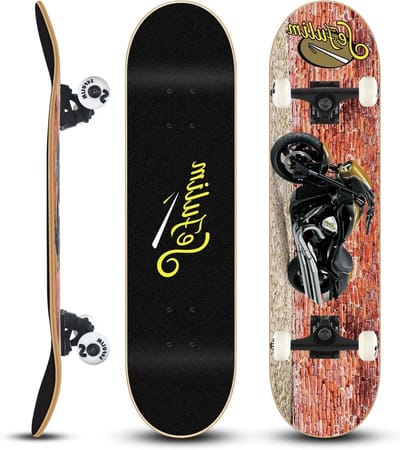 Sefulim 81 x 8 Inch Compleet Skateboard 7 Layer Canadese esdoorn Double Kick Deck Skateboard voor Jongens Meisjes Tieners Volwassenen Beginner