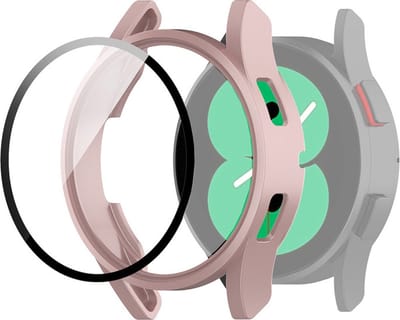 Watch case screenprotector - hoesje - gehard glas - geschikt voor Samsung Galaxy Watch 4 (40 mm) - rosegoud