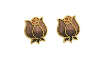Behave - Oorringen dames - roosmotief - paars - 1 cm