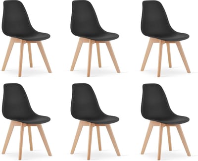 KITO - Eetkamerstoelen - set van 6 eettafel stoelen - zwart