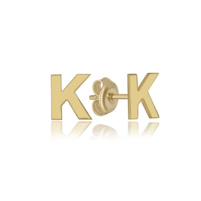 Letter K Gold Plated Initial Oorknoppen Zilveren (zilvergehalte 925 Sterling) (goudkleurig)
