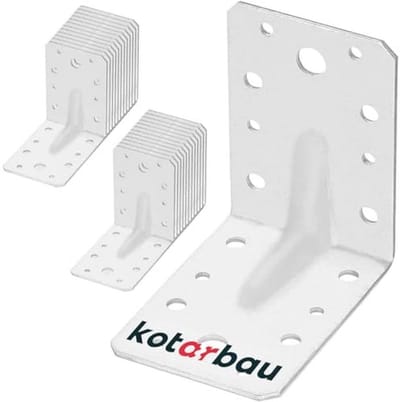 Hoekverbinder 90 x 90 x 65 mm - Geribbelde Groef Gathoek Bouwhoek Houten Connector - Set van 25 Stuks