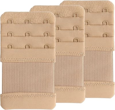 Bh-verlengbandje, elastisch bh-verlengbandje, vergroot comfortabel de bewegingsvrijheid van de bh, gemakkelijk in gebruik, 3 haakjes met een tussenafstand van 1,9 cm, abrikooskleur.