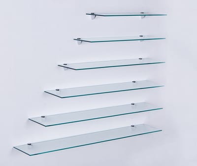 Dailygoods- Wandplank met 6mm Veiligheidsglas - Glazen Plank - Metalen Beugels - Rechthoekig - Maximaal 8 kg - Geschikt voor Badkamer