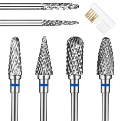 Nagelboren Set voor Manicure en Pedicure - 6 Stuks Tungsten Staal Nagel Bits met Diamond Cuticle en Elektrische Nagelvijl