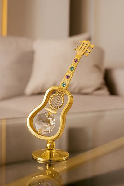 gitaar - versierd met Swarovski®-kristallen 24-karaats verguld